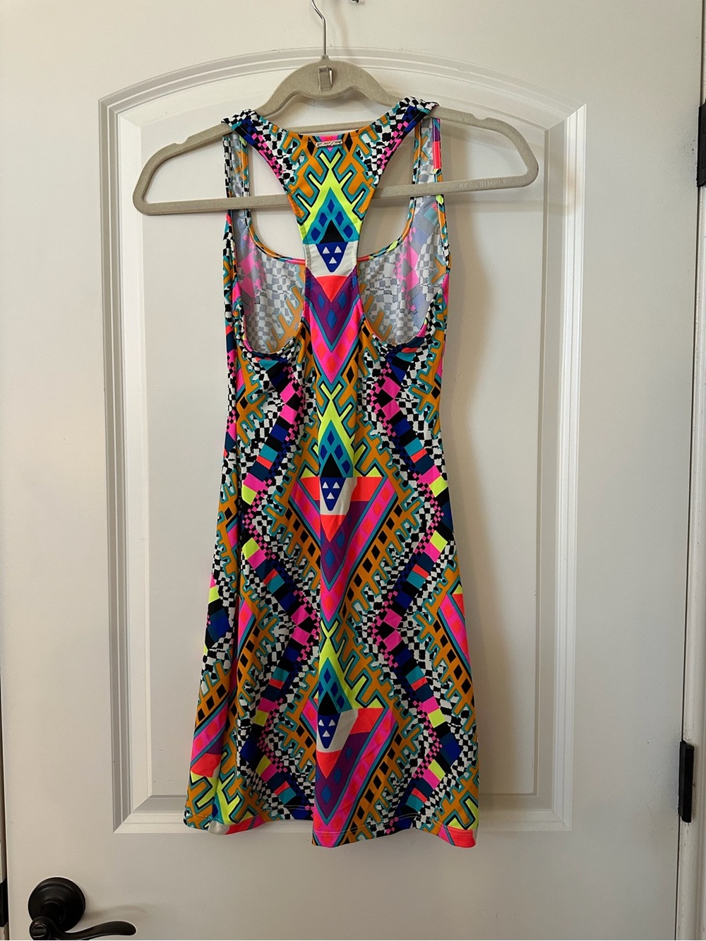 Mara Hoffman Multicolor Geometric Print Swimwear Top - Teal, Yellow, Pink, Black - Picture 2 of 3